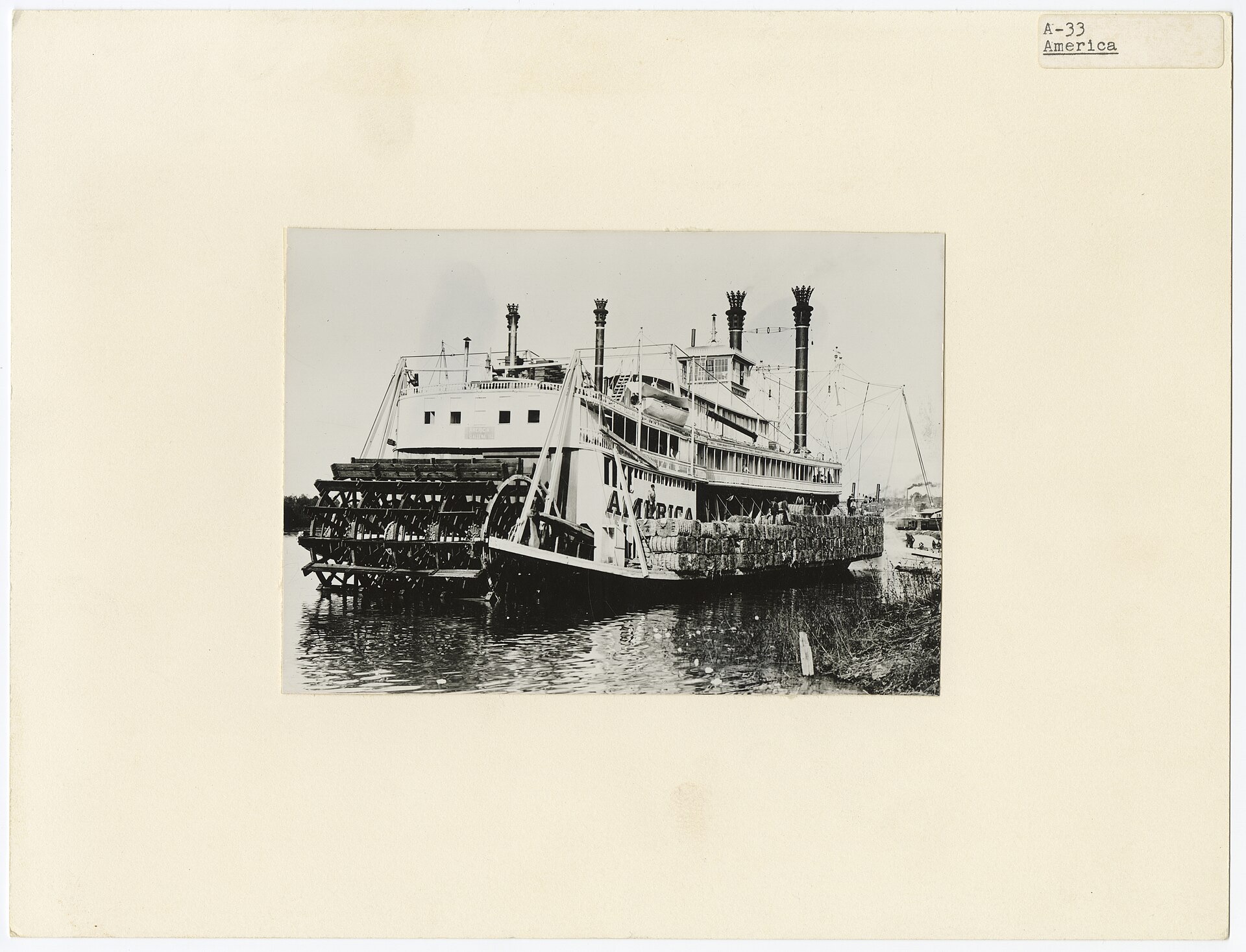 Cotton bales carried on the steamer America