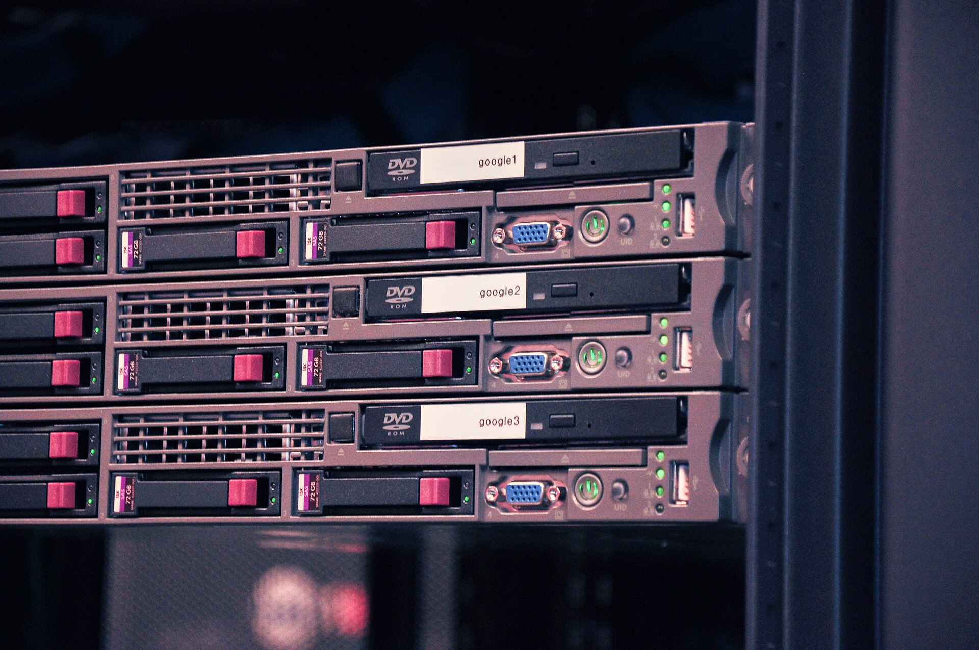 Servers inside a data centre